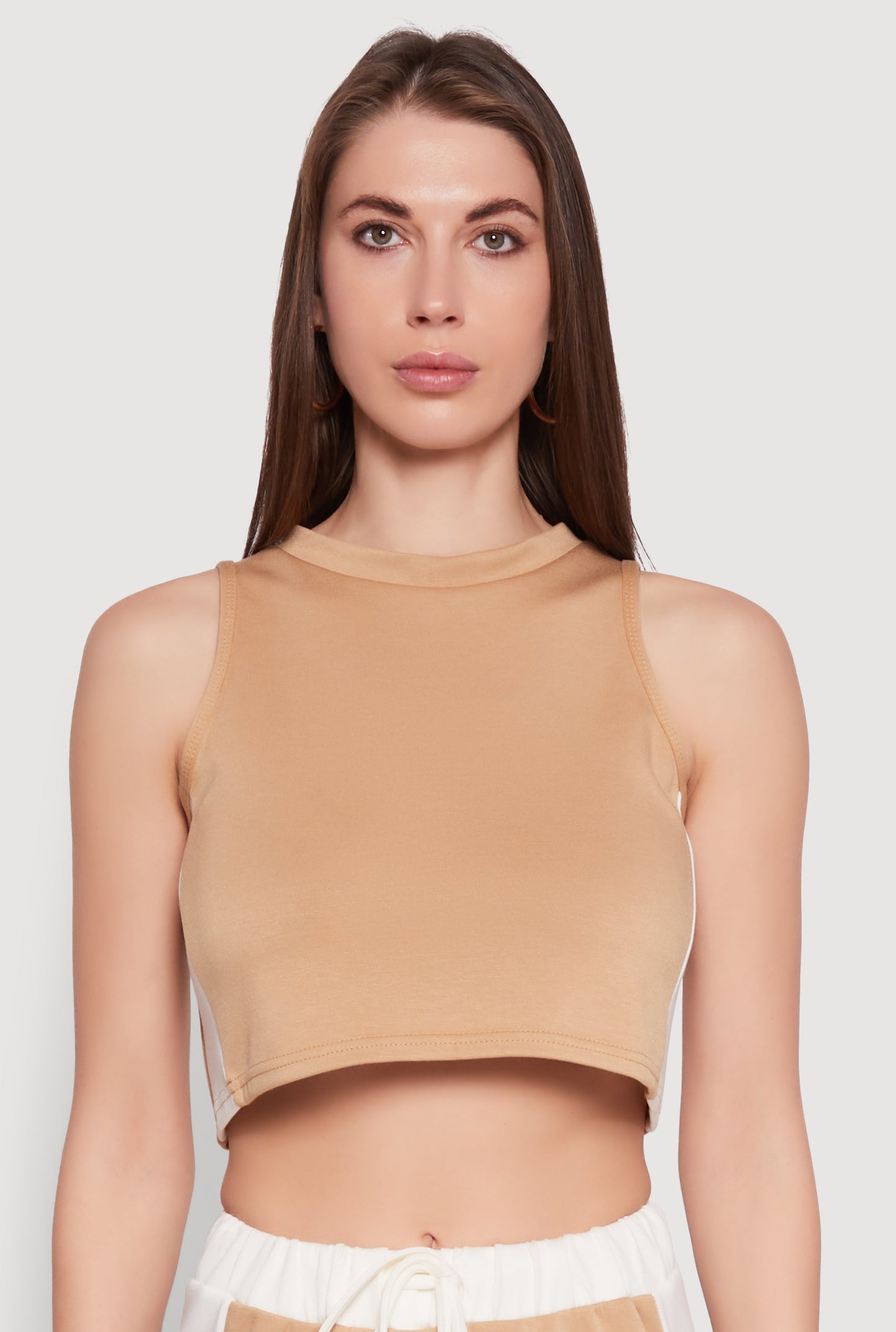 Side Contrast Cropped Tank Top