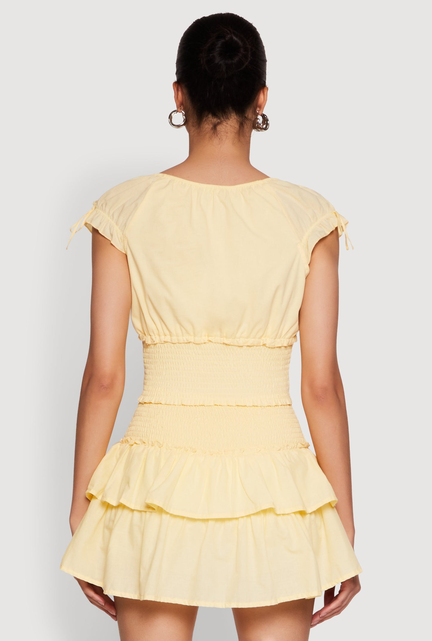 Smocked Hem Peasant Crop Top