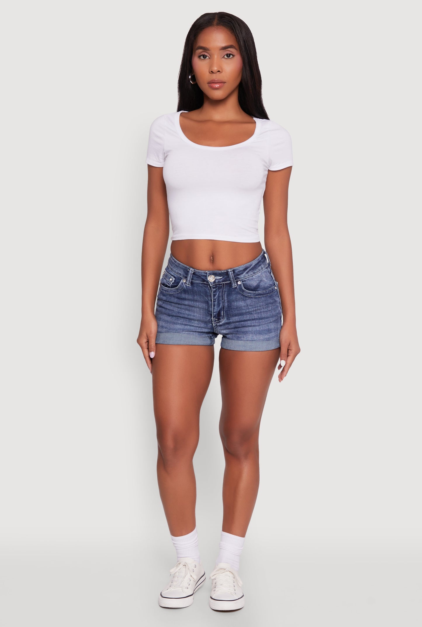 Ambiance Classic Fit Scoop Neck Short Sleeve Cropped Tee