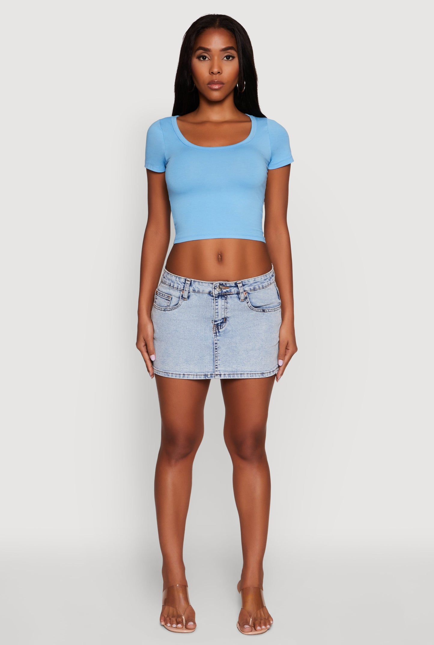Ambiance Classic Fit Scoop Neck Short Sleeve Cropped Tee
