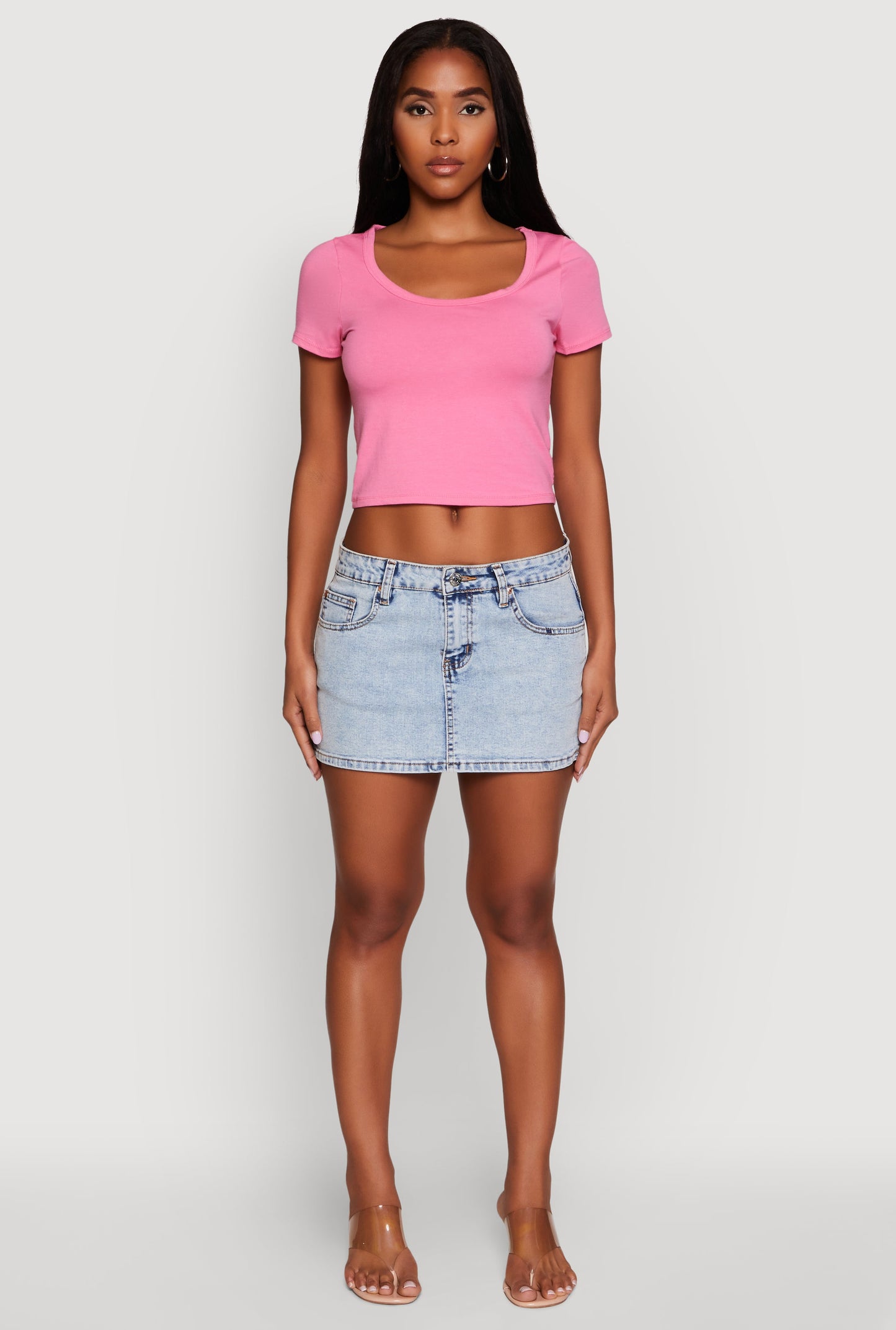 Ambiance Classic Fit Scoop Neck Short Sleeve Cropped Tee