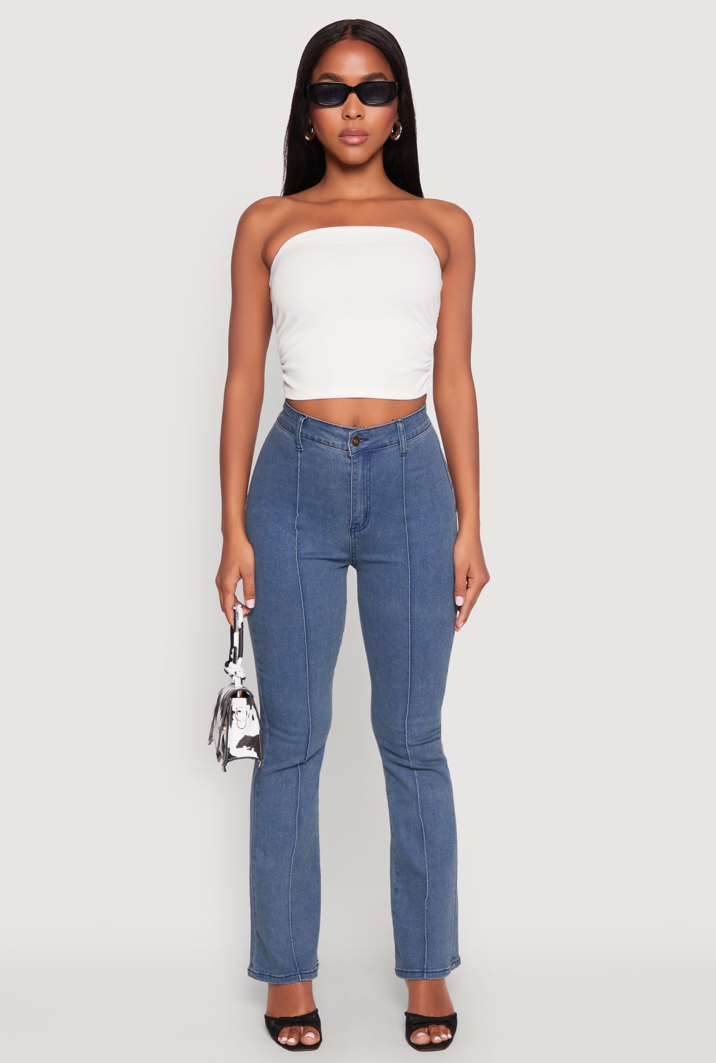 Side Ruched Cropped Tube Top