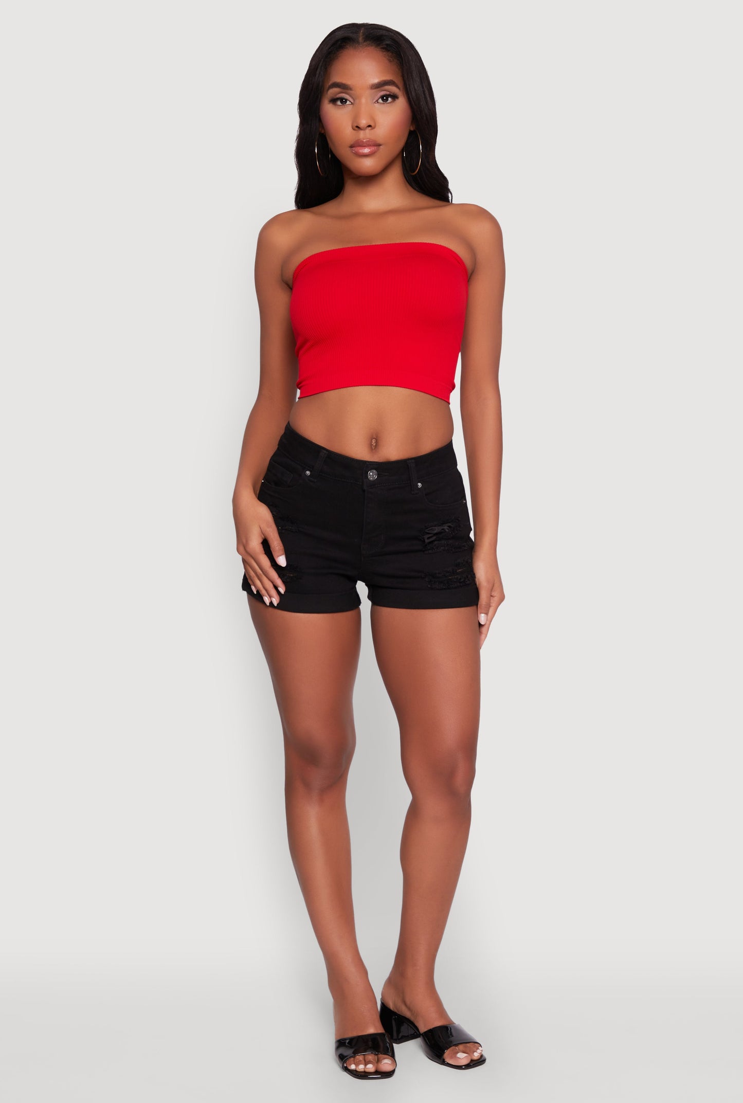 Ribbed Knit Seamless Tube Top