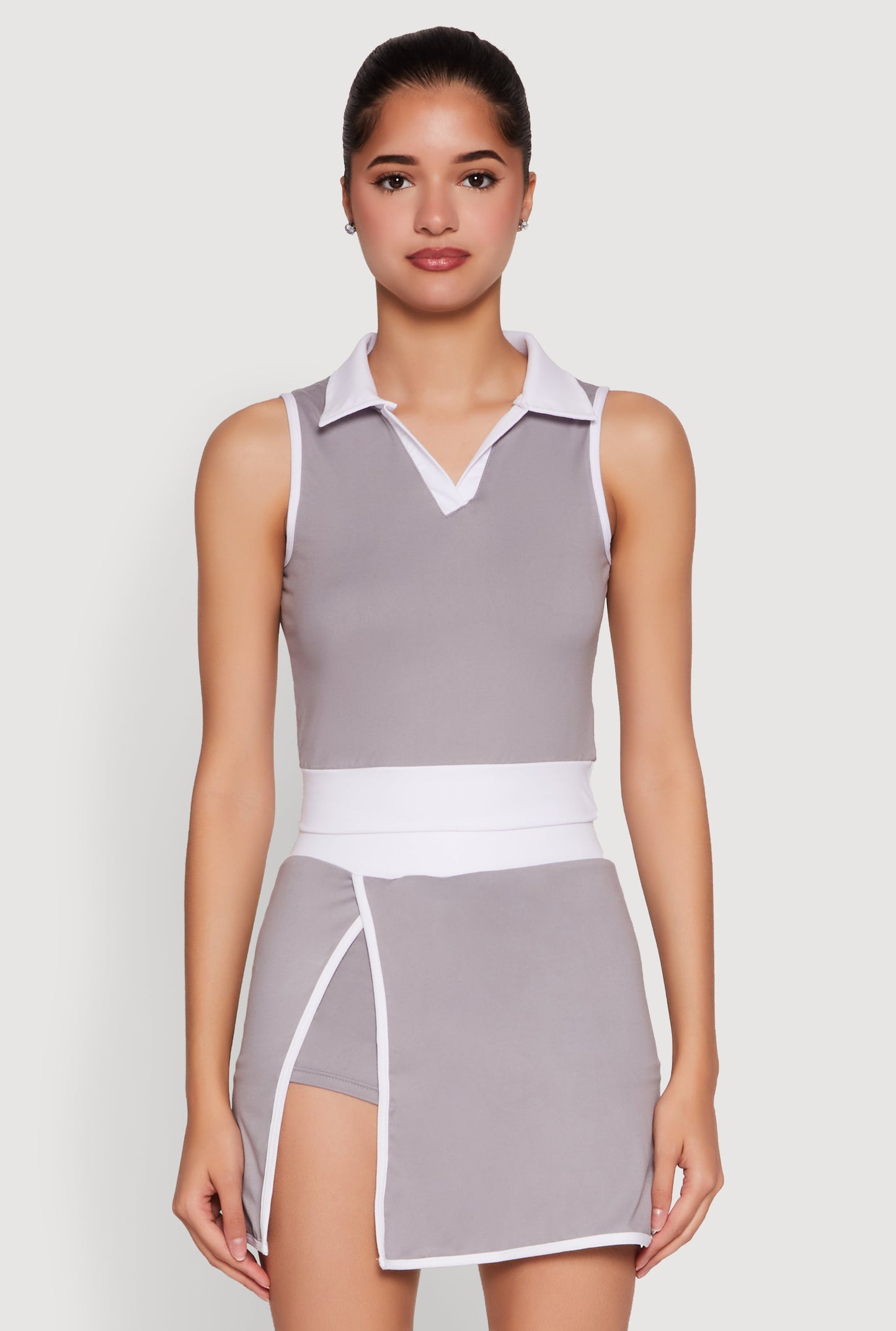 Contrast Trim Sleeveless Polo Shirt