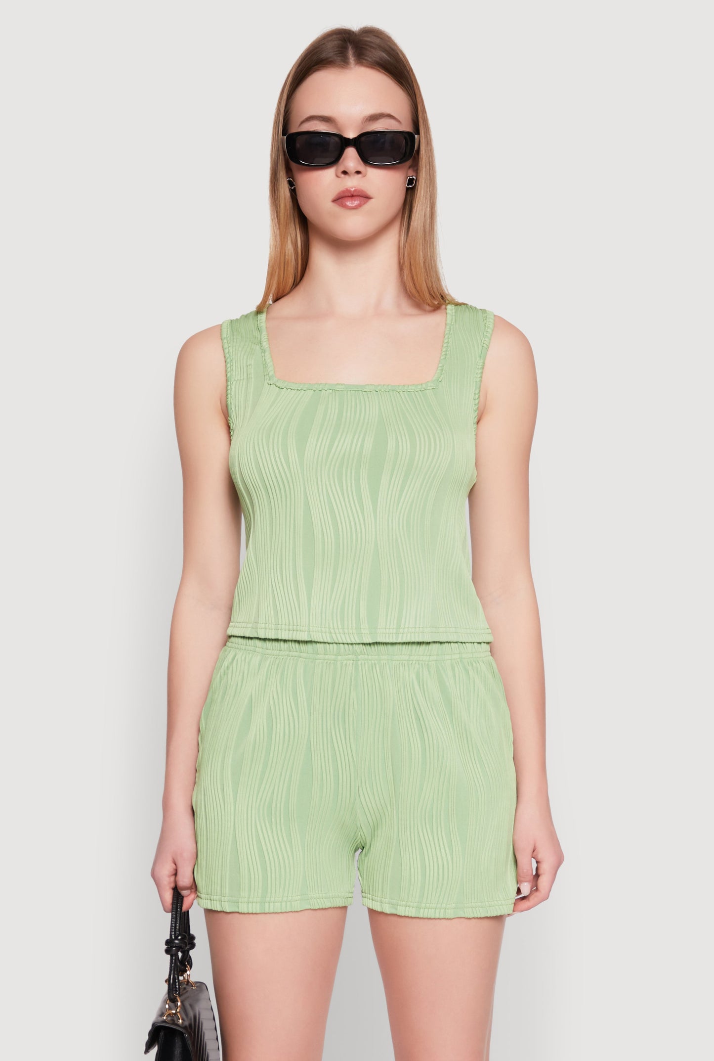 Plisse Knit Cropped Tank Top