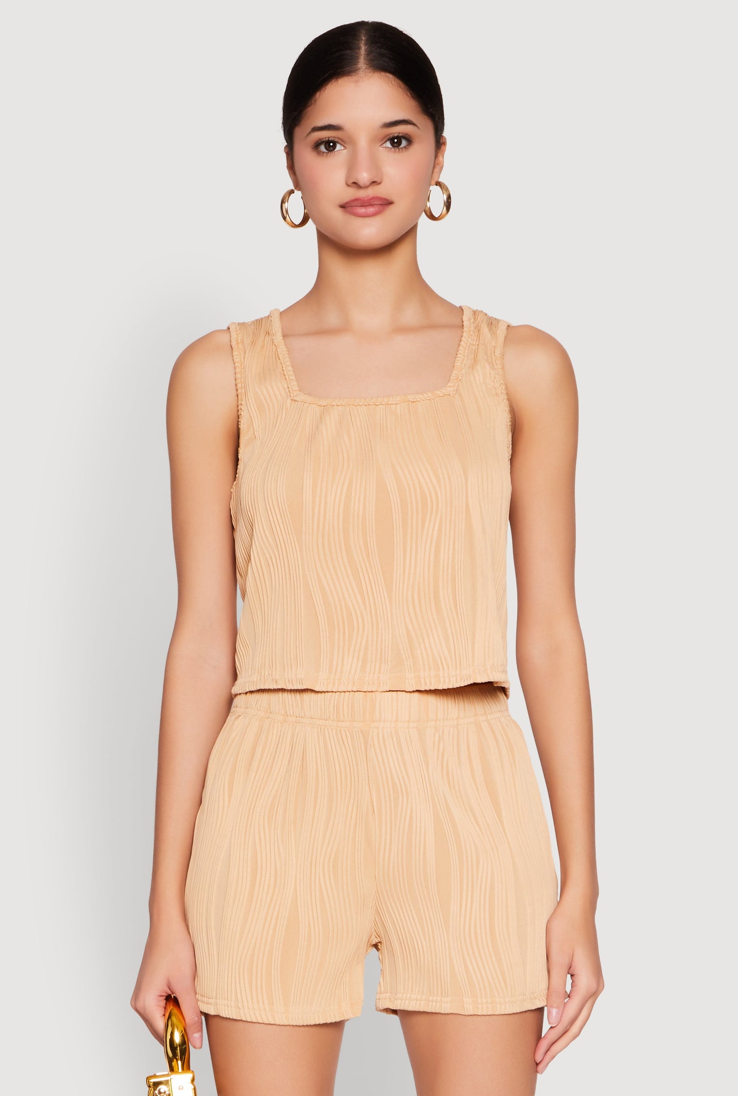 Plisse Knit Cropped Tank Top