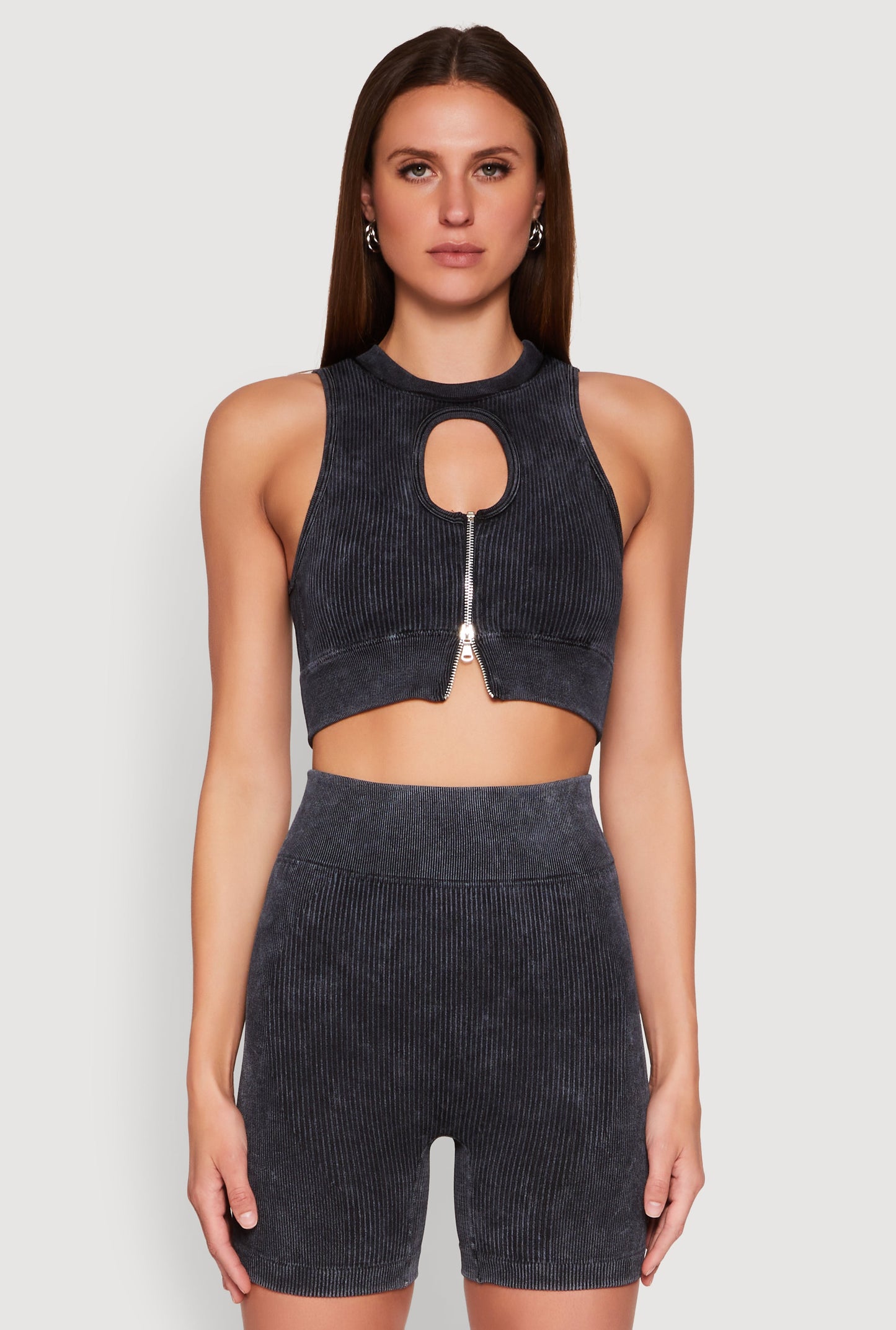 Ribbed Knit Keyhole Tank Top