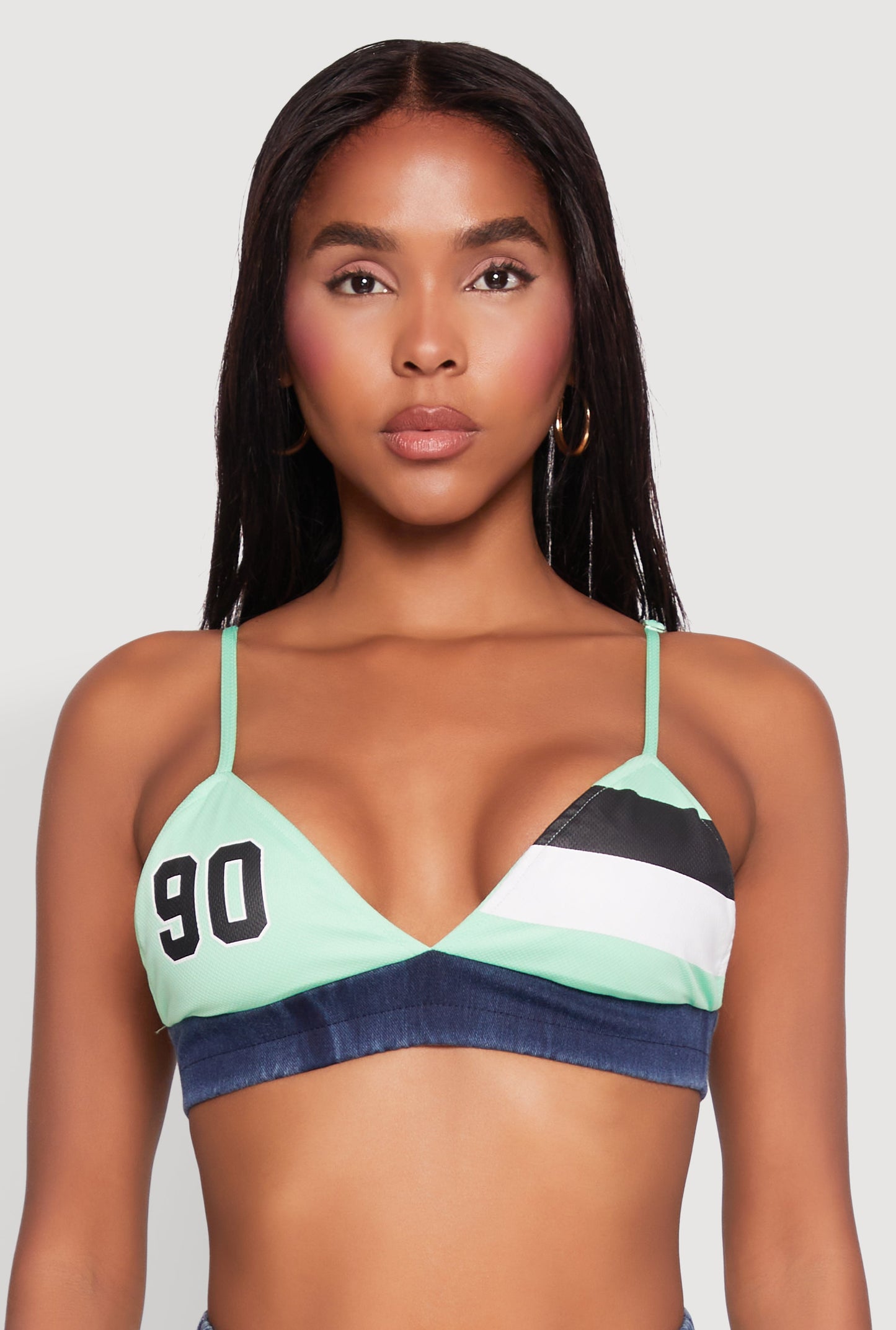 Jersey Mesh 90 Graphic Contrast Trim Bralette