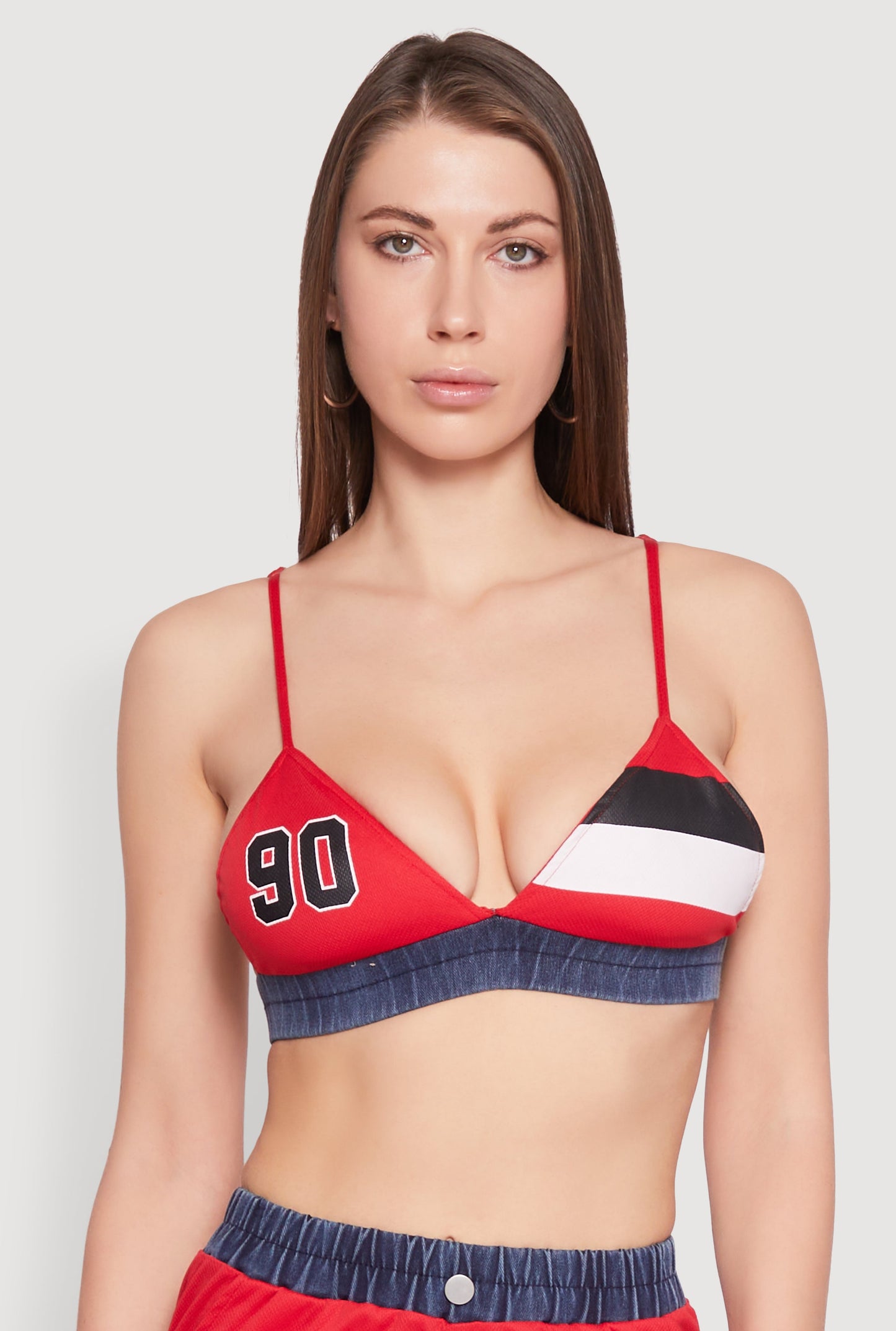 Jersey Mesh 90 Graphic Contrast Trim Bralette