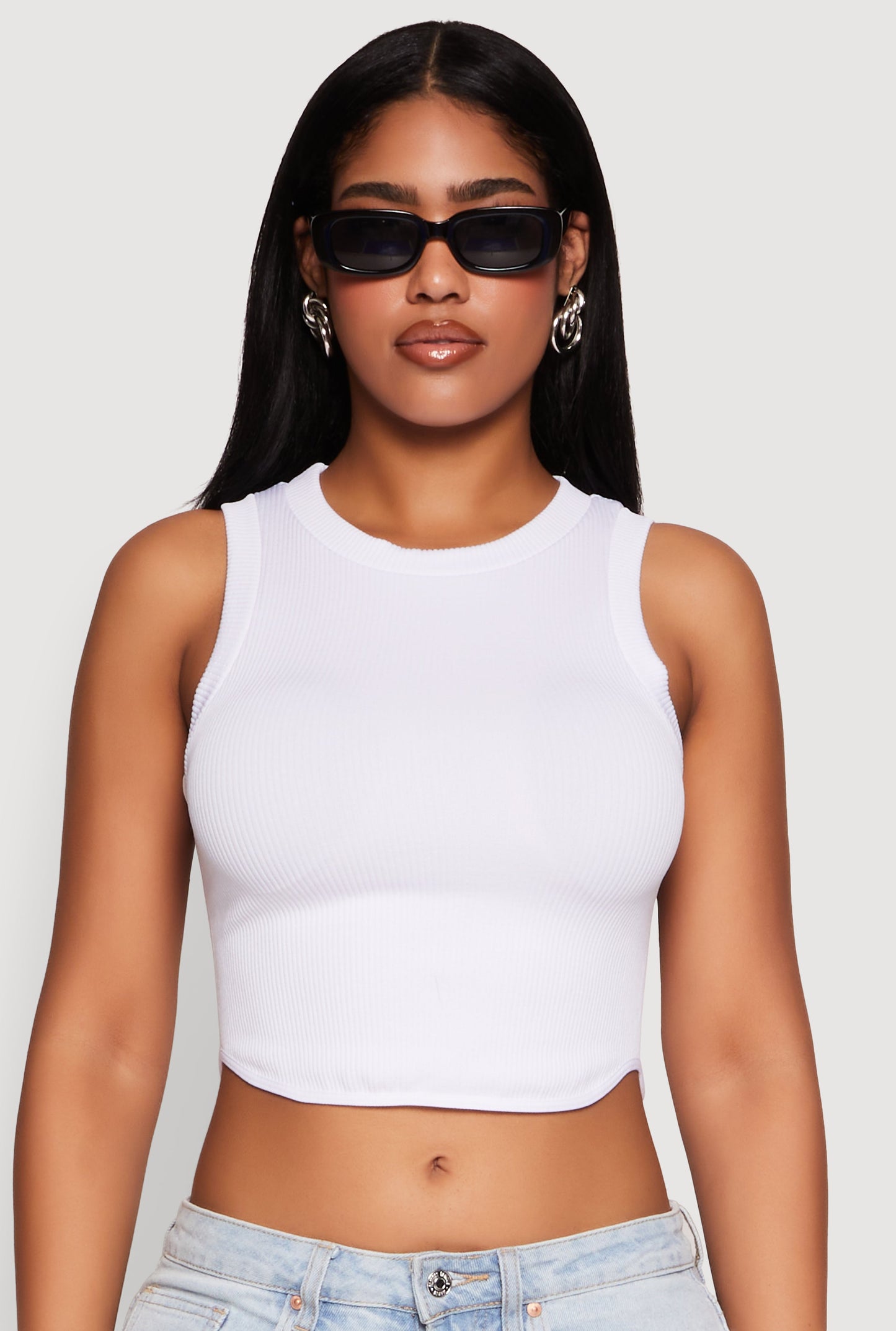 Seamless Crew Neck Cropped Tank Top