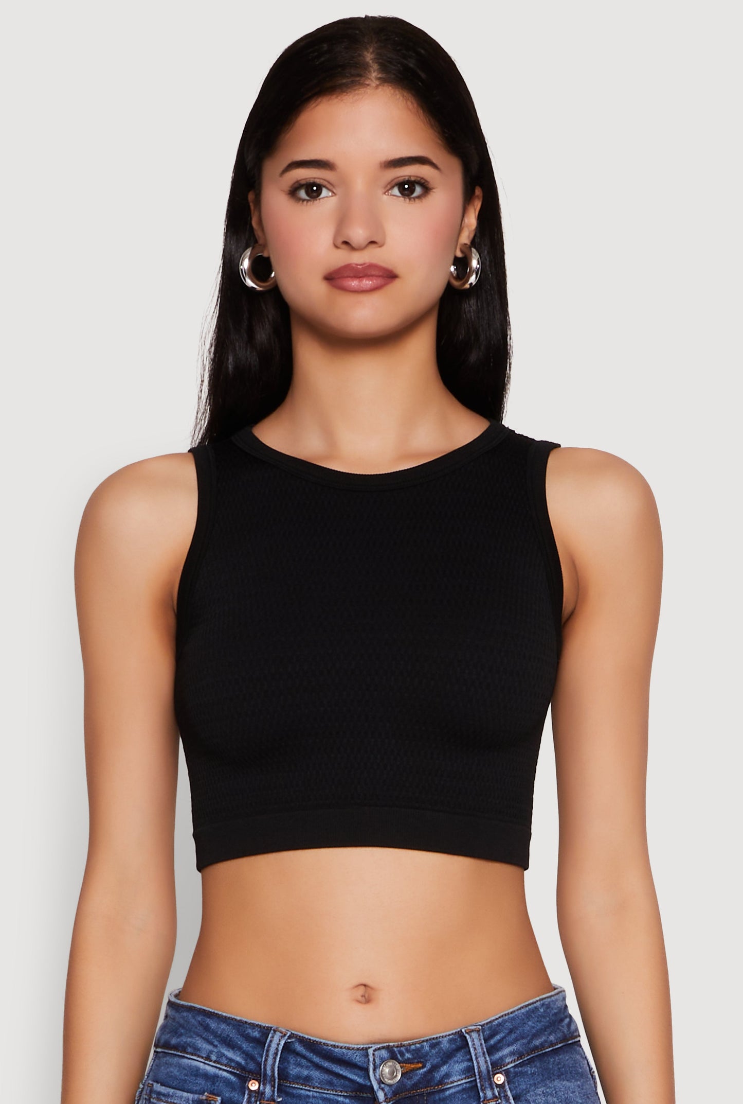 Textured Knit Seamless Cropped Tank Top