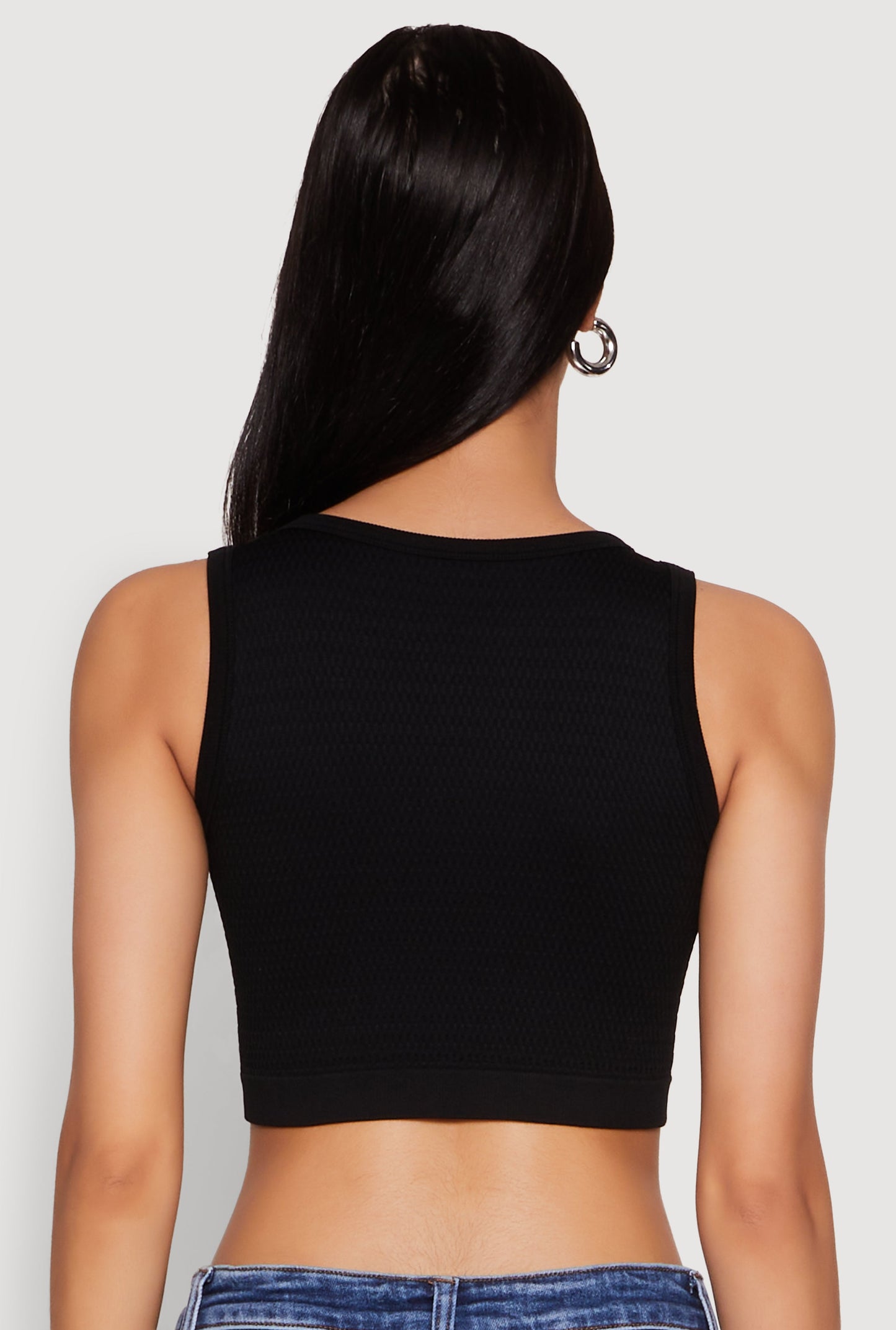 Textured Knit Seamless Cropped Tank Top