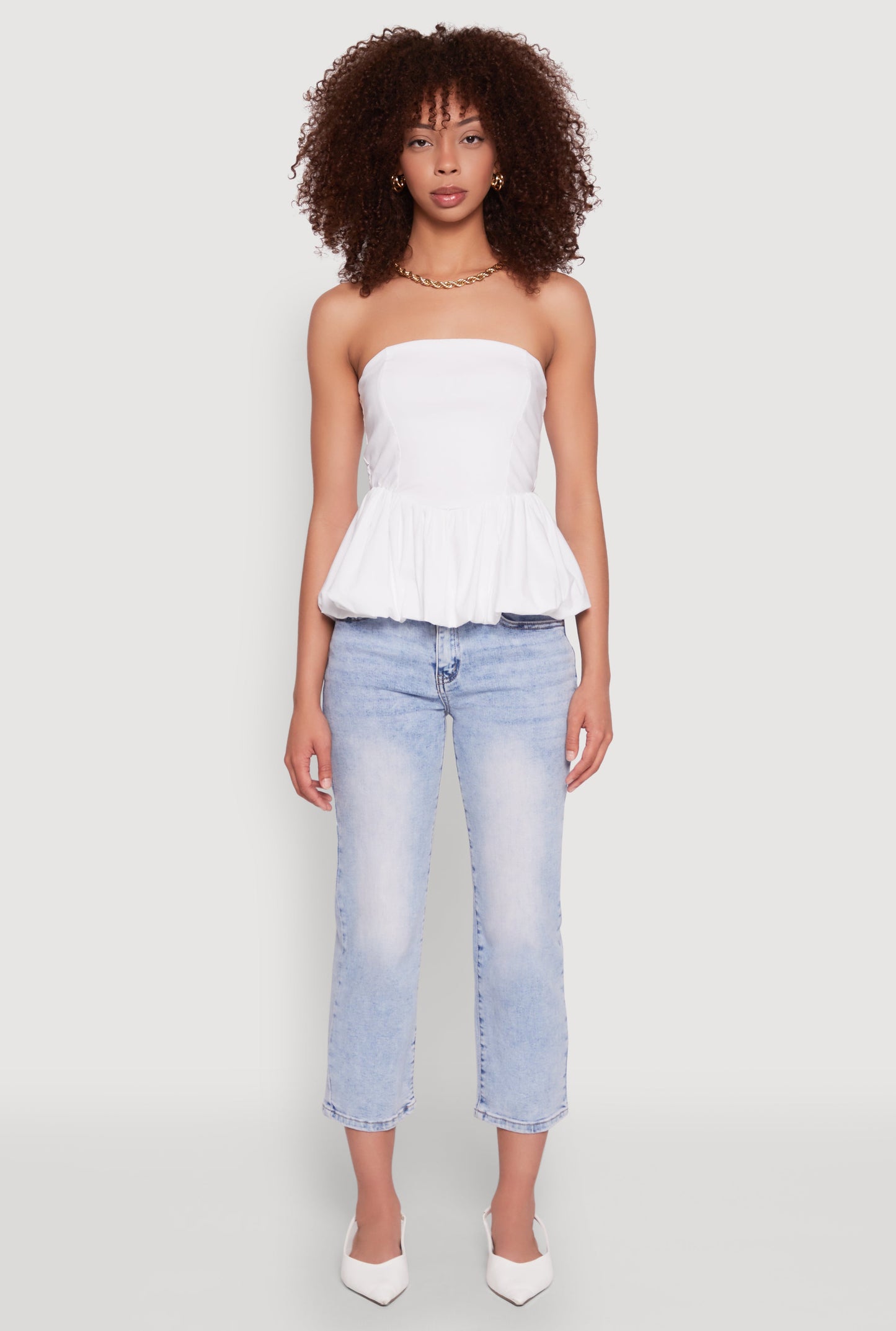 Smocked Back Bubble Hem Blouse