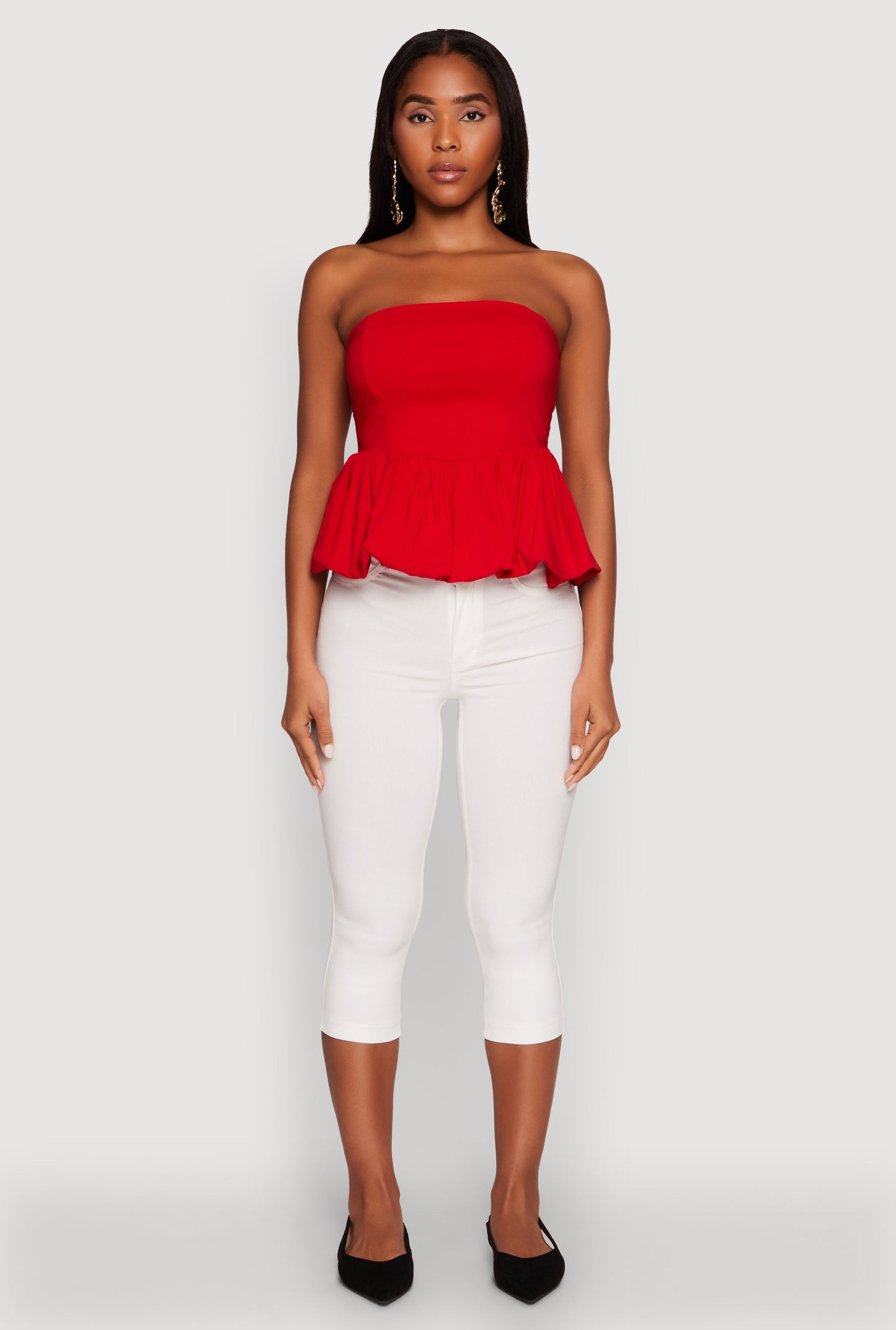 Smocked Back Bubble Hem Blouse
