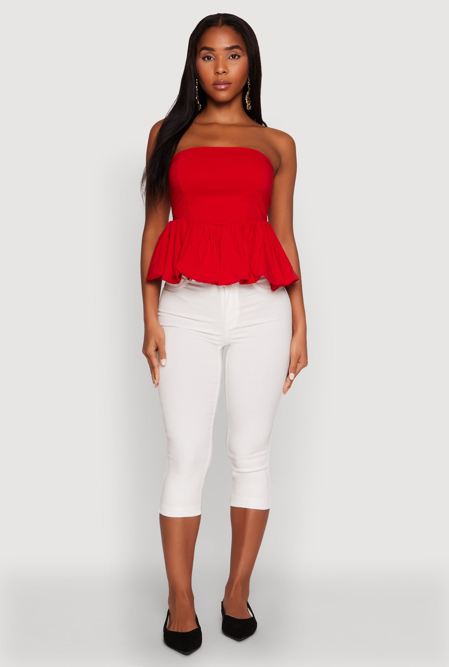 Smocked Back Bubble Hem Blouse