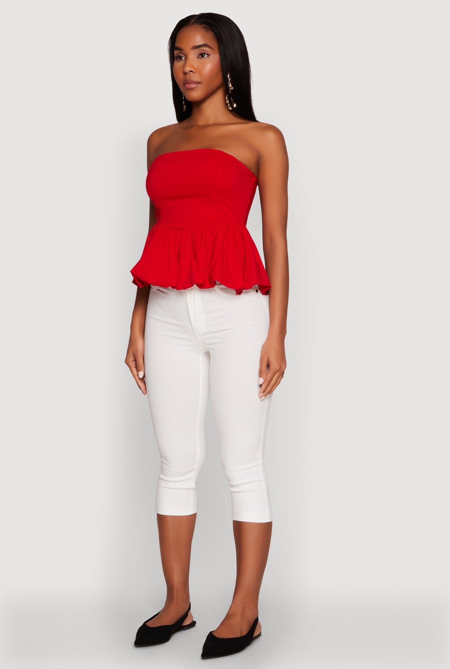 Smocked Back Bubble Hem Blouse