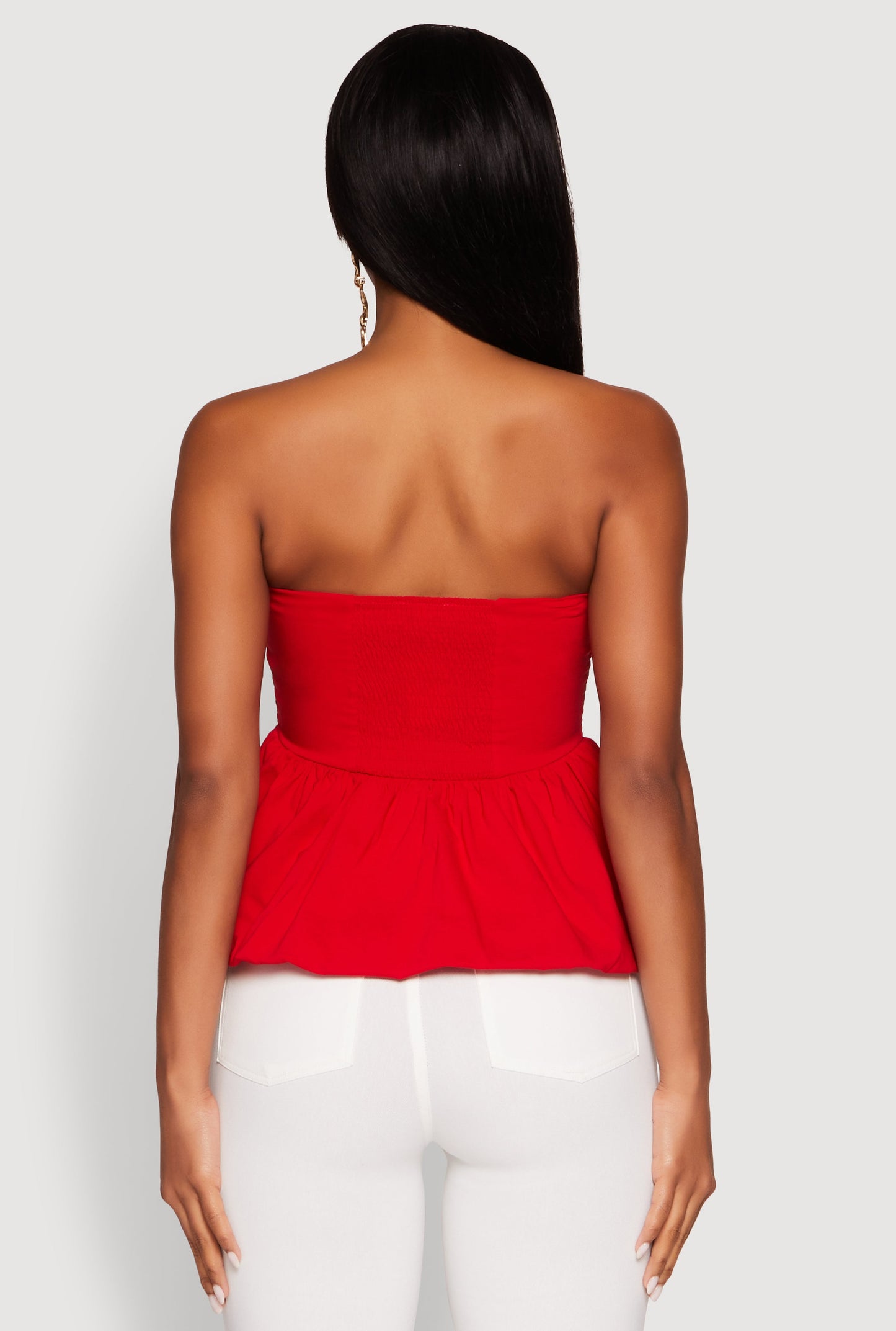 Smocked Back Bubble Hem Blouse