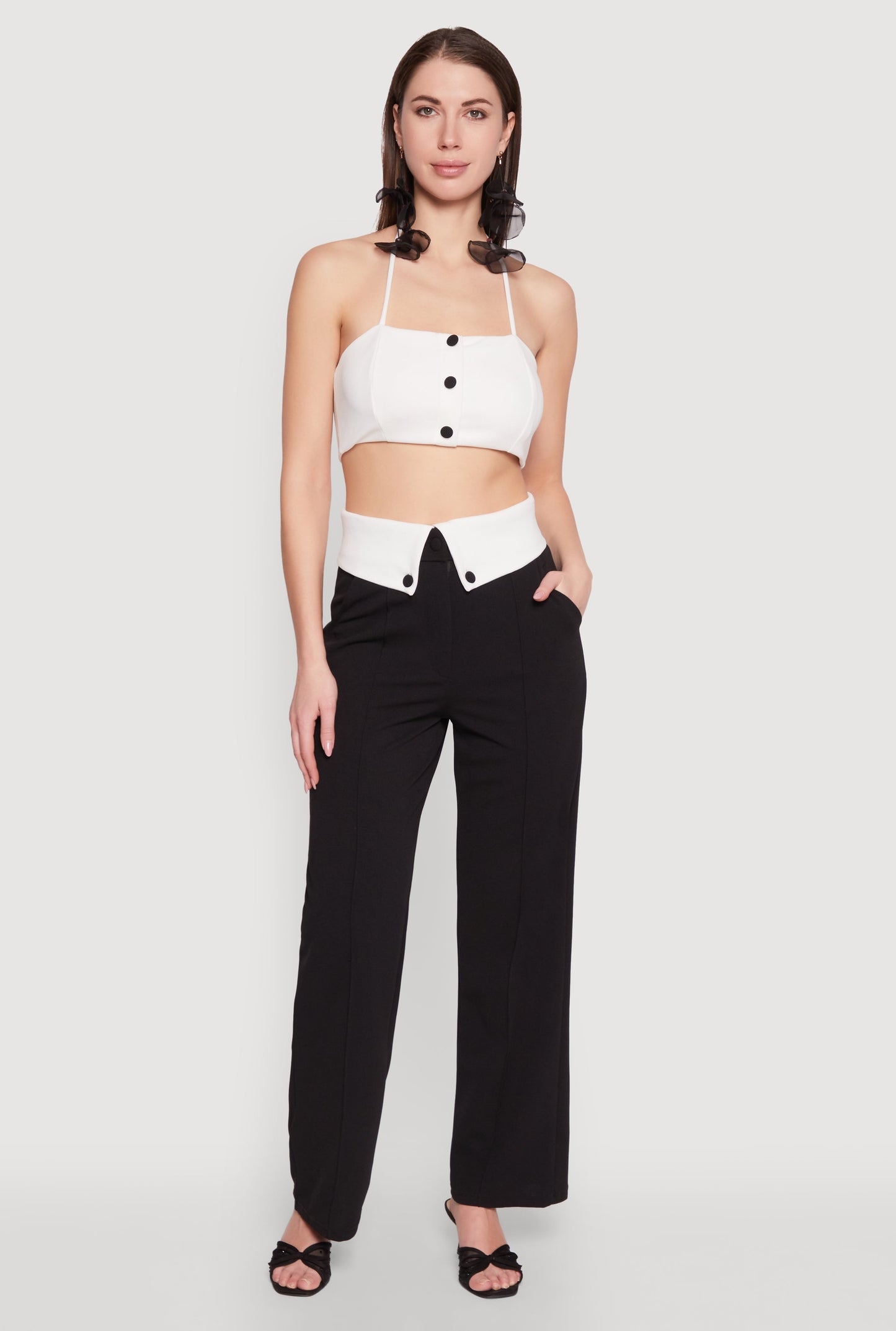 Fold Over Pintuck Dress Pants