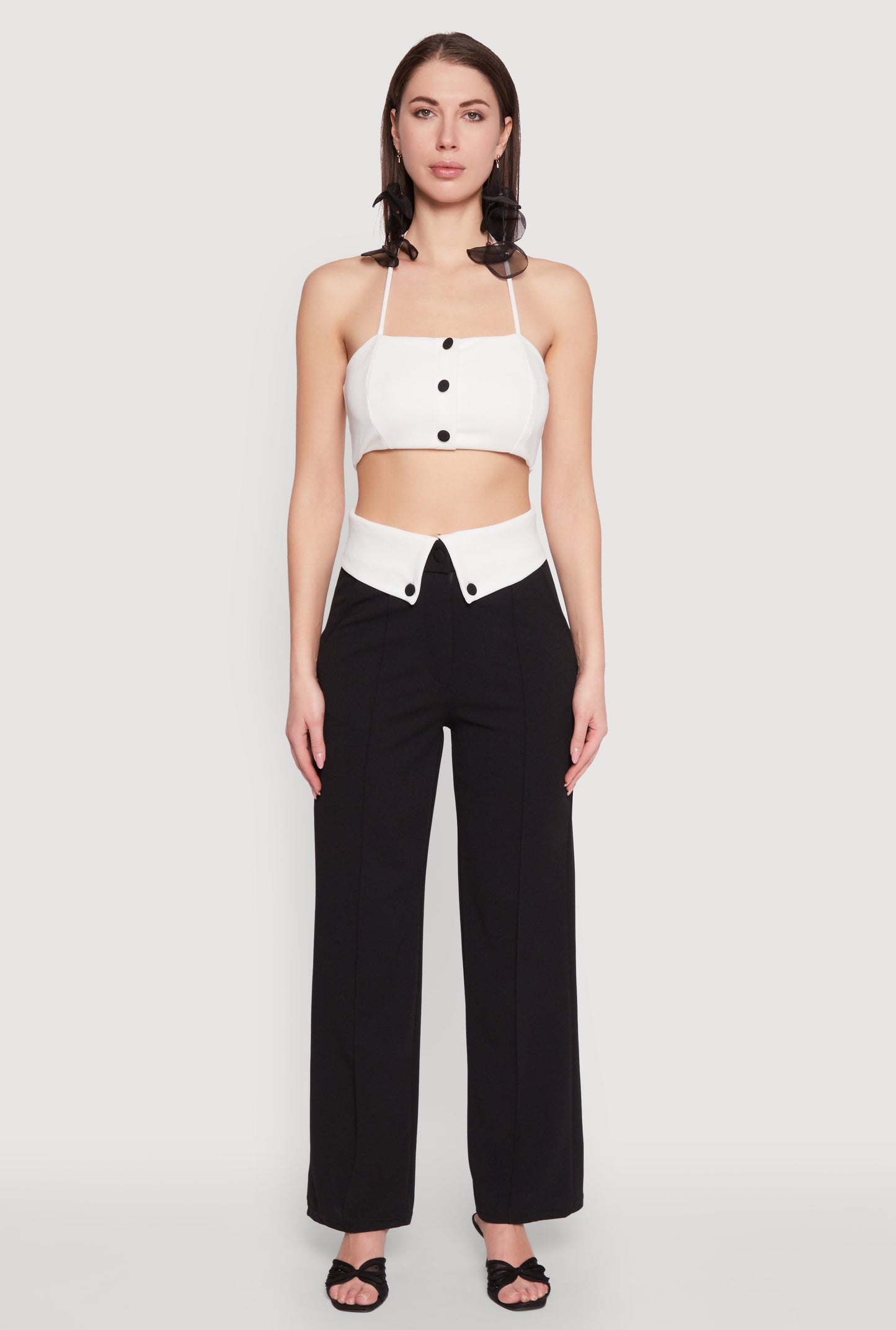 Fold Over Pintuck Dress Pants