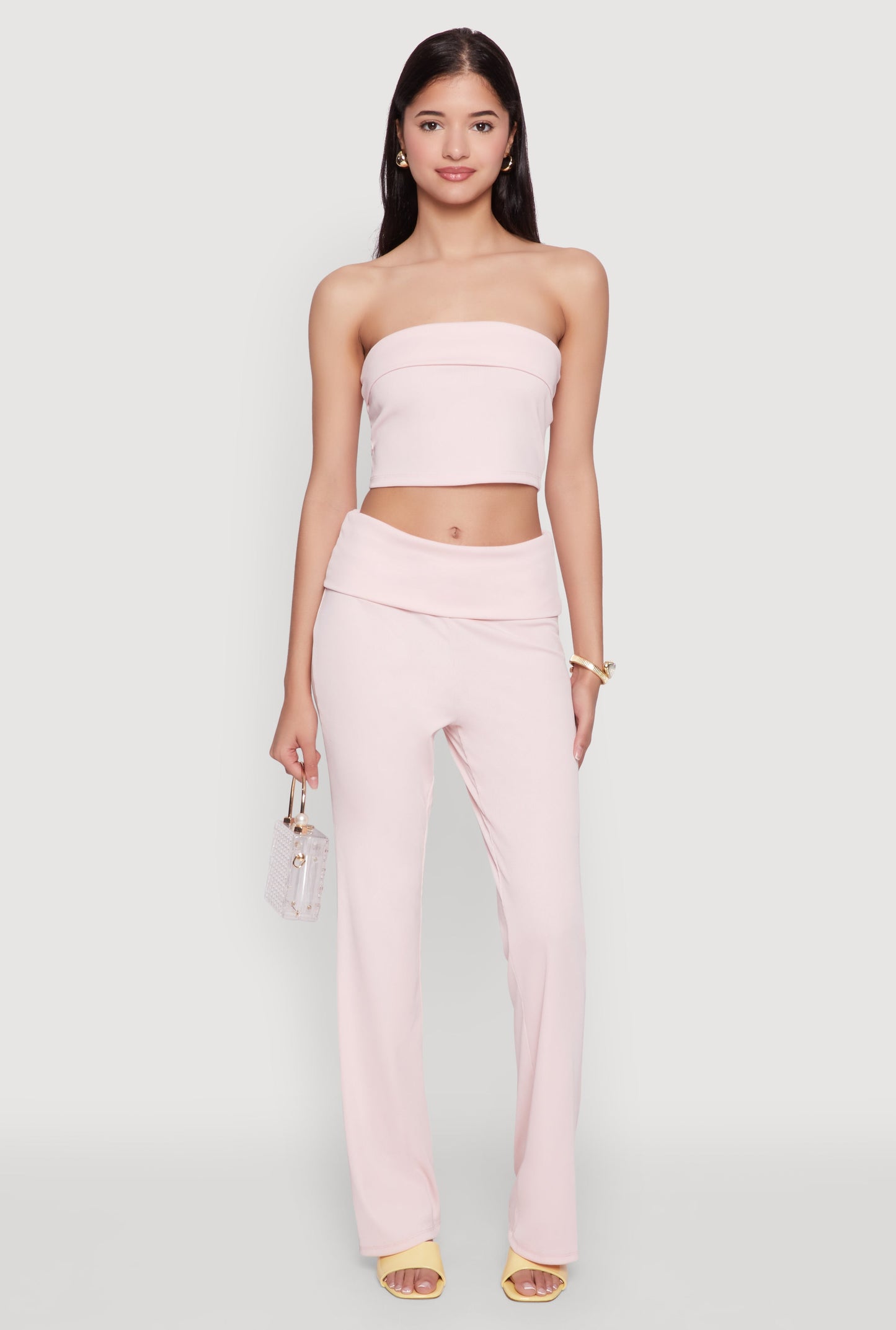 Haute Monde Cropped Fold Over Tube Top