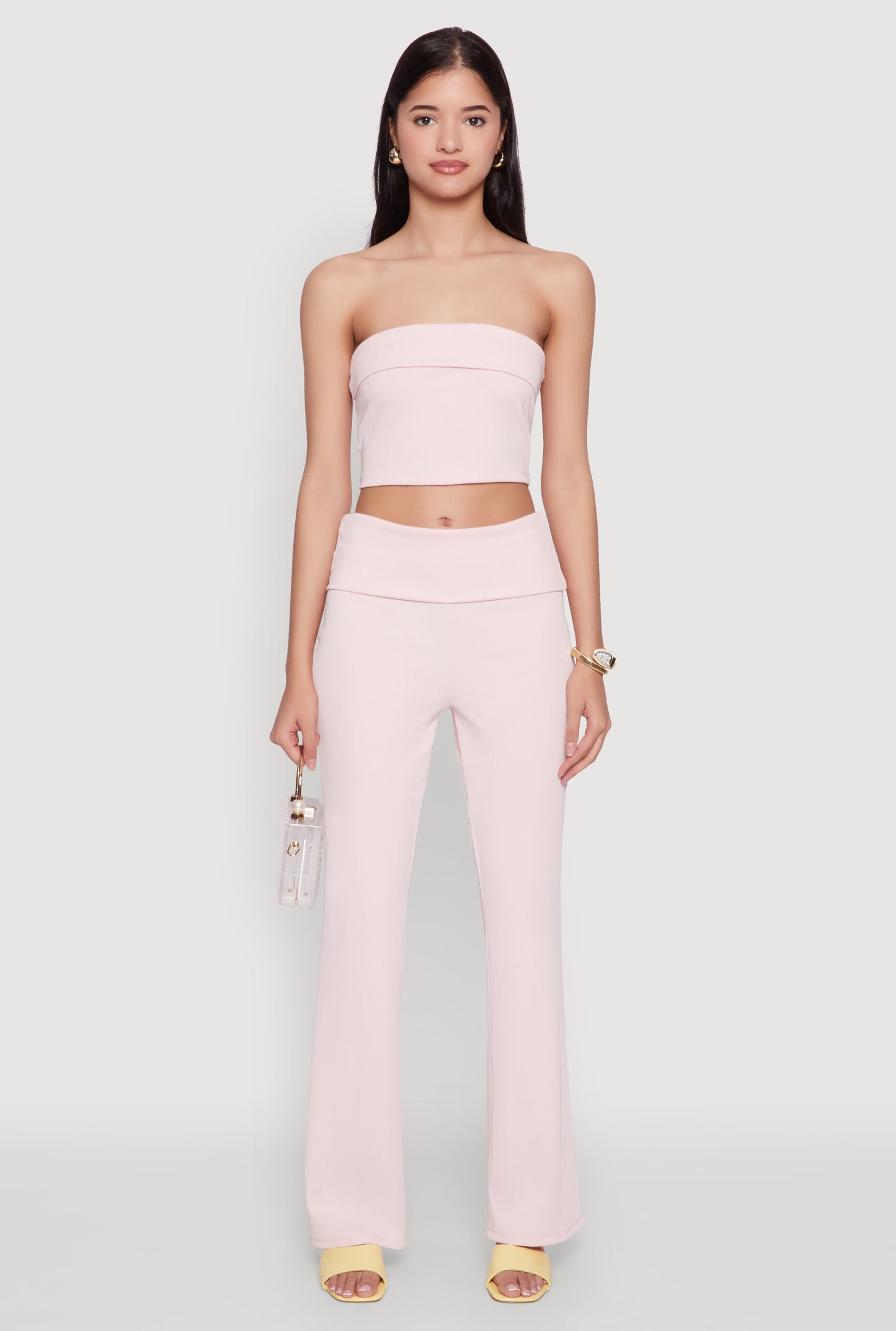 Haute Monde Cropped Fold Over Tube Top