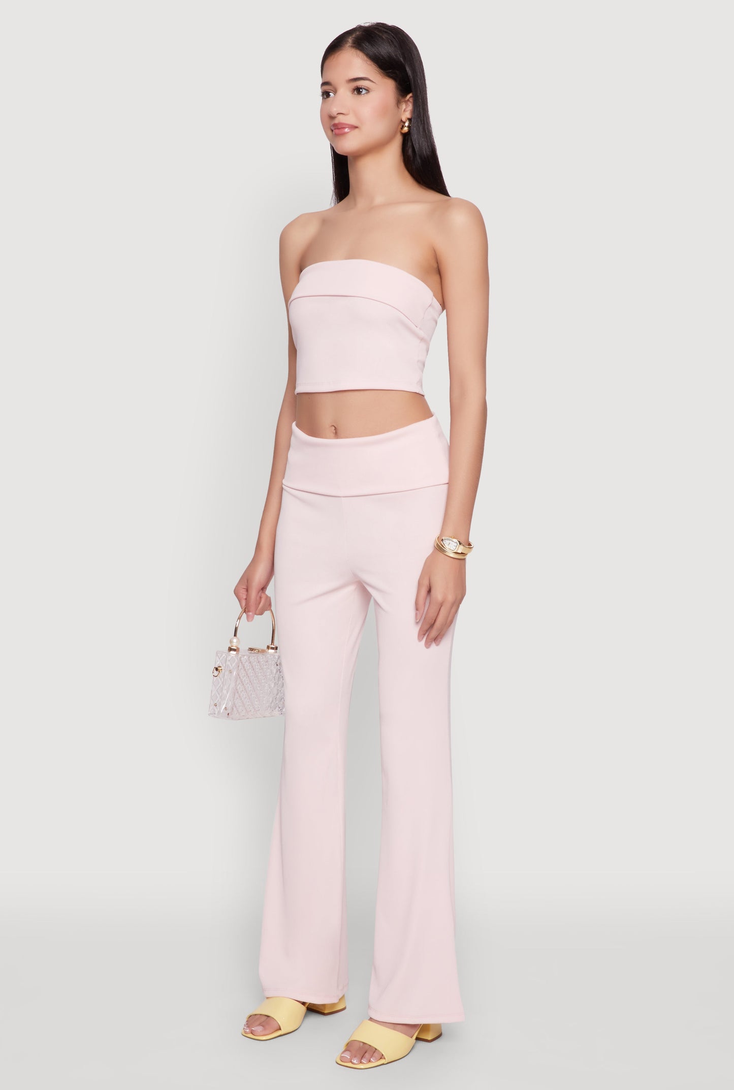 Haute Monde Cropped Fold Over Tube Top