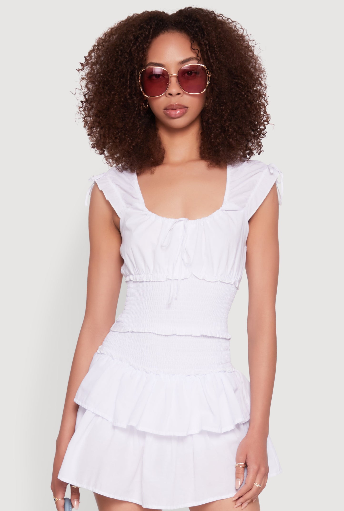 Smocked Hem Peasant Crop Top