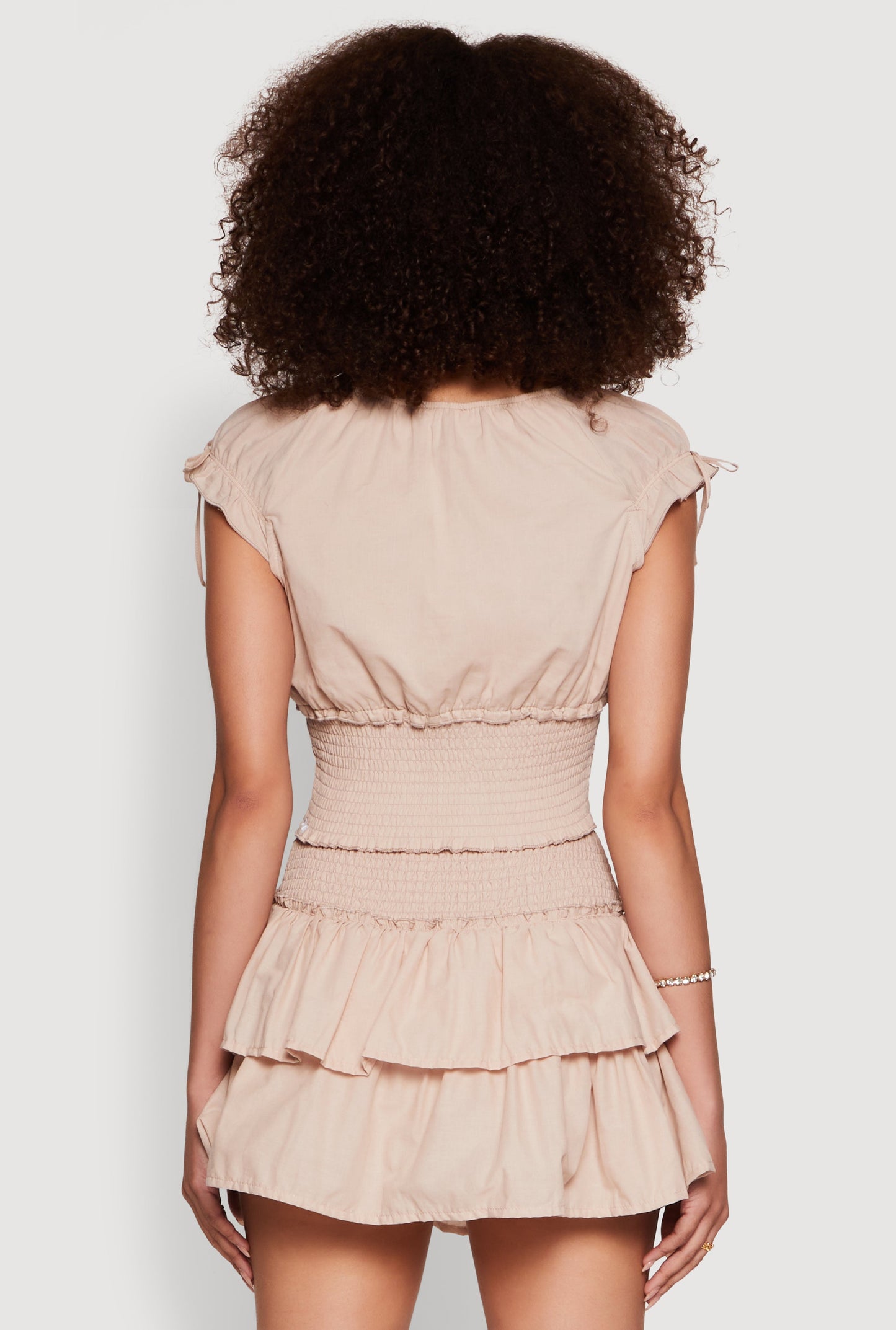 Smocked Hem Peasant Crop Top