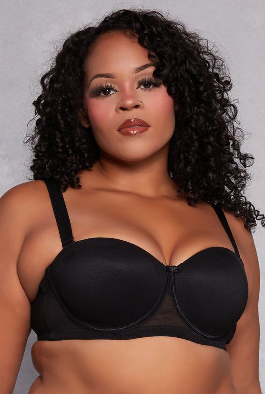 Plus Size Mesh Bow Balconette Bra | Convertible to Strapless