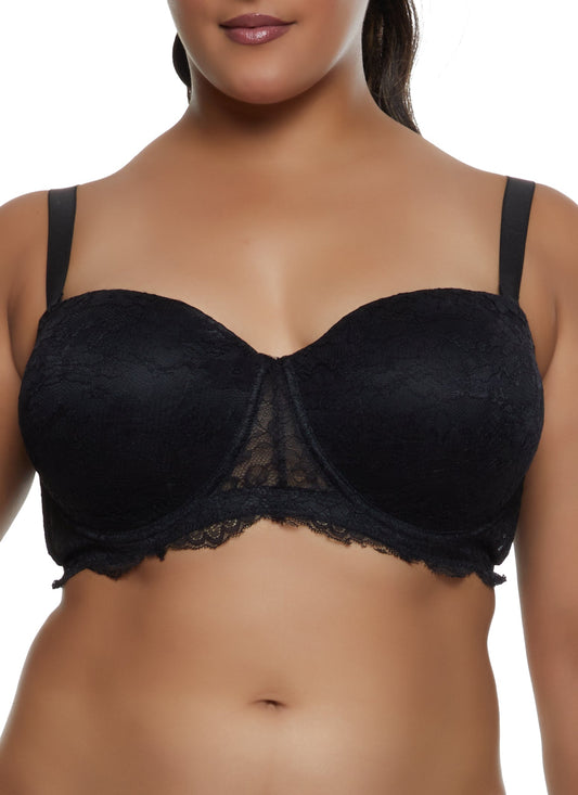 Plus Size Lace Balconette Bra | Converts to Strapless