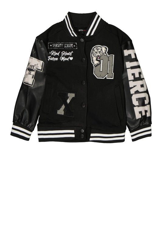 Little Girls Varsity League 01 Chenille Patch Varsity Jacket