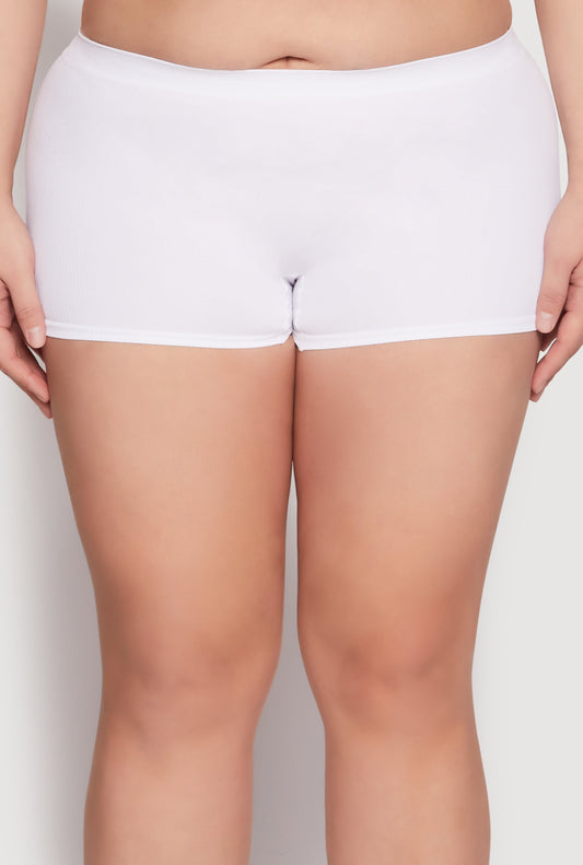 Plus Size Seamless Rib Knit Boyshort Panty