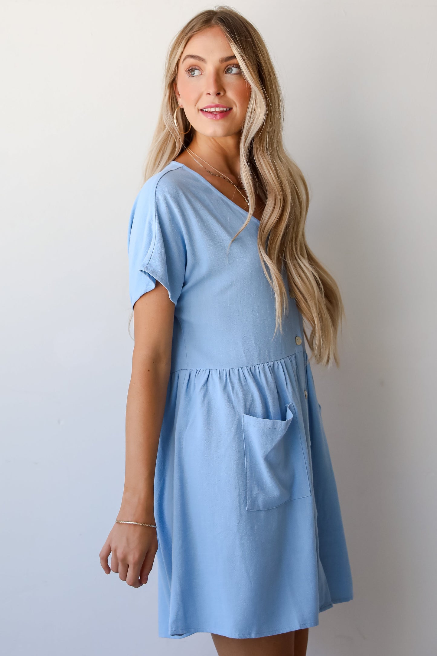 FINAL SALE - Easy Sweetness Light Blue Babydoll Mini Dress