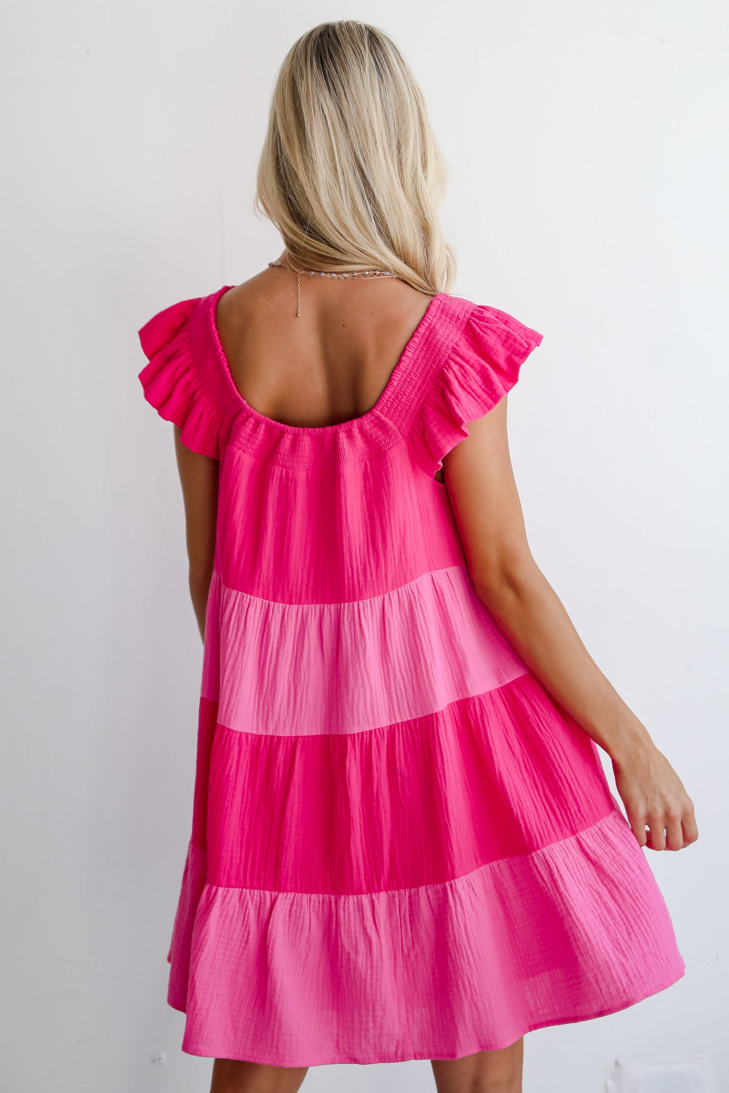 FINAL SALE - Dandy Darling Linen Tiered Color Block Mini Dress