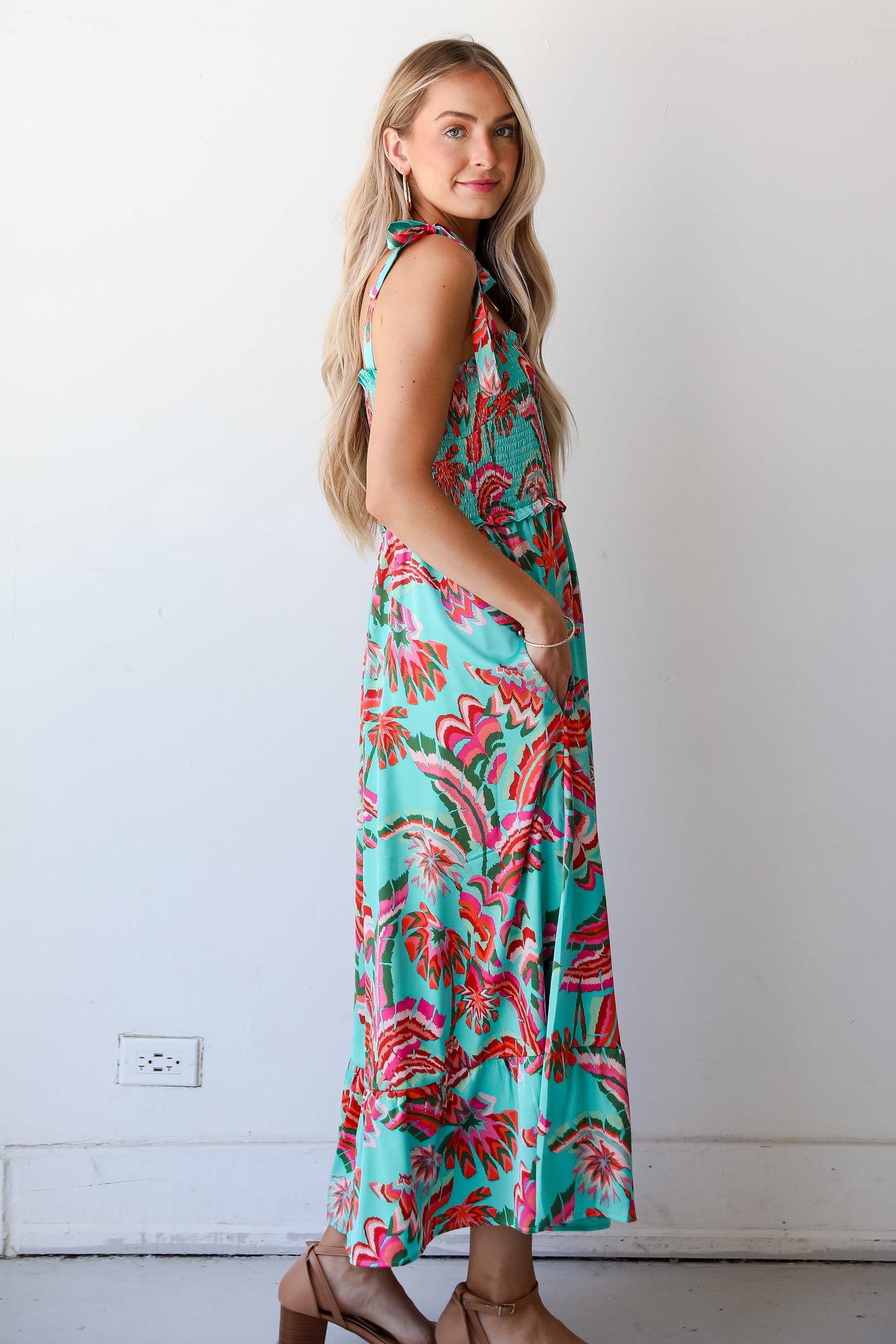 FINAL SALE - Flirty Dreamer Jade Satin Maxi Dress