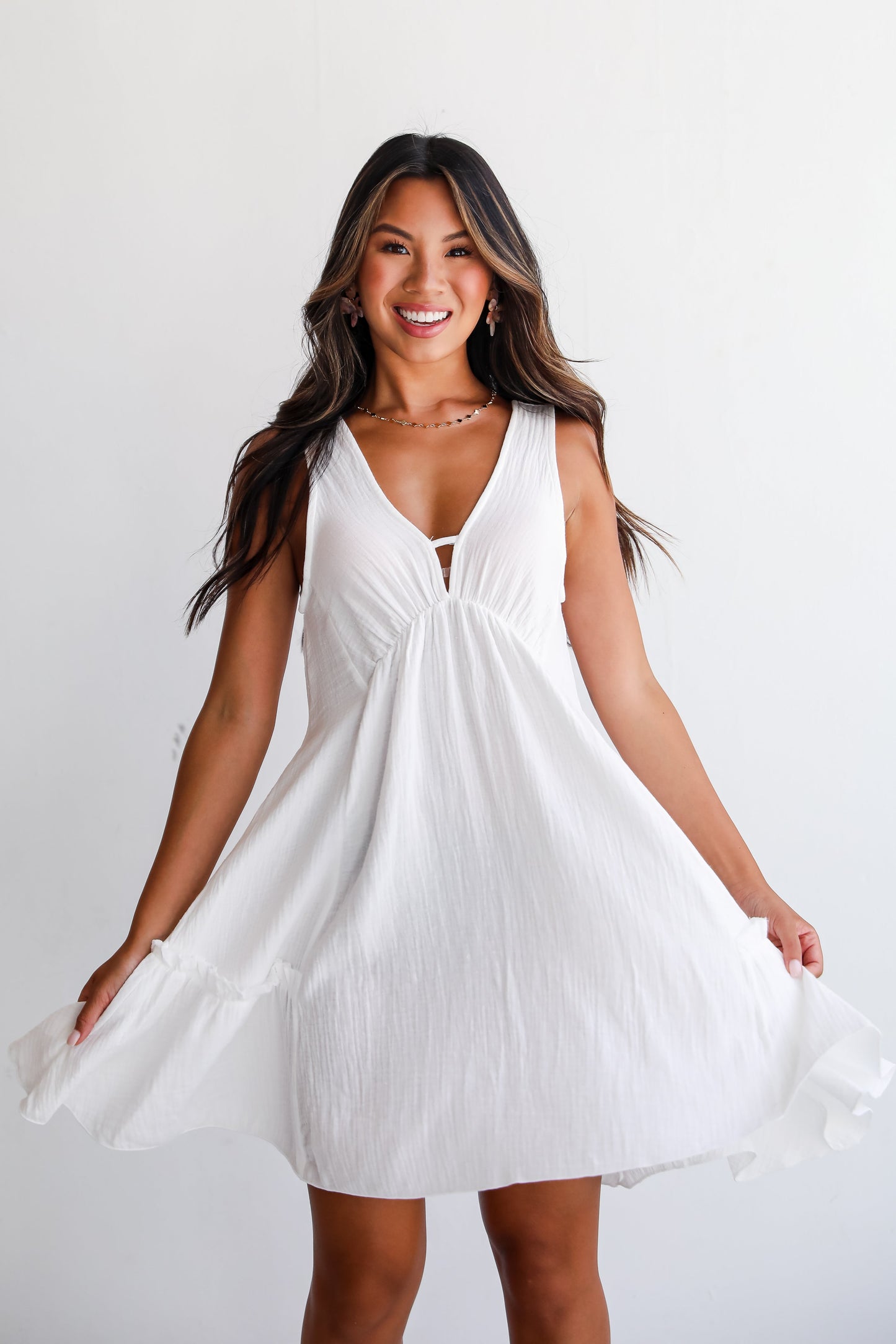 FINAL SALE - Distinctly Perfect White Linen Mini Dress